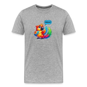 Caricature de perroquet - T-shirt bio Premium Homme - gris chiné - Devant - Damien (186cm)