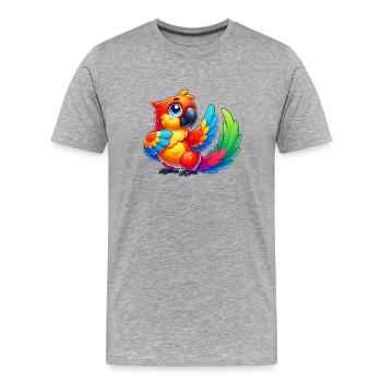 Caricature de perroquet - T-shirt bio Premium Homme - gris chiné - Devant - Damien (186cm)