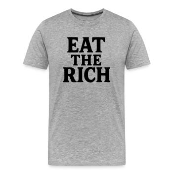 Mangez le noir riche - T-shirt bio Premium Homme - gris chiné - Devant - Damien (186cm)