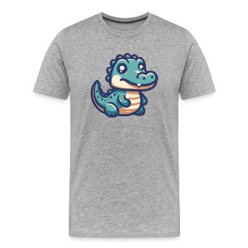 Alligator souriant - T-shirt bio Premium Homme - gris chiné - Devant - Damien (186cm)