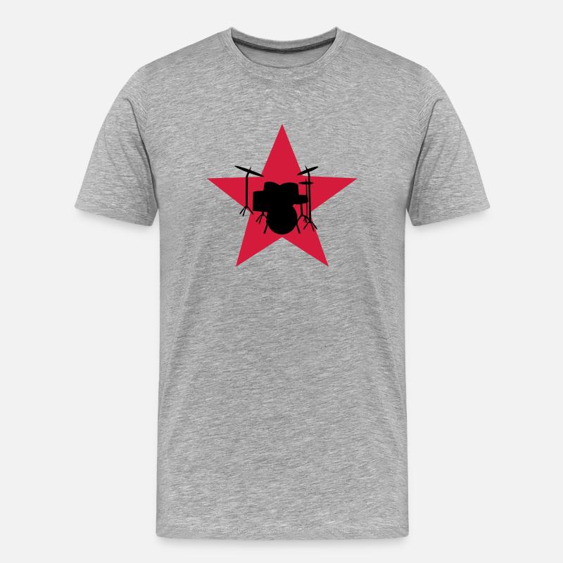 drum - Männer Premium Bio T-Shirt - Grau meliert