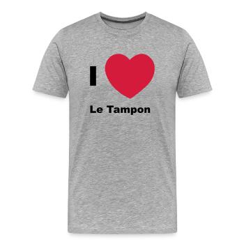 i love le tampon - T-shirt bio Premium Homme - gris chiné - Devant - Damien (186cm)