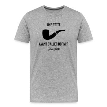 Une p'tite pipe - T-shirt bio Premium Homme - gris chiné - Devant - Damien (186cm)