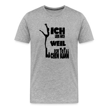 ICH KANN LACHE - Männer Premium Bio T-Shirt - Grau meliert - Vorne - Damien (186cm)