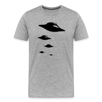 UFO ARMY 1clr - Männer Premium Bio T-Shirt - Grau meliert - Vorne - Damien (186cm)