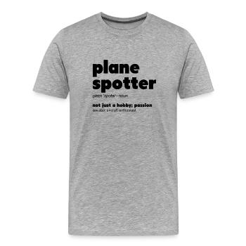 Plane Spotting Définition Plane Spotter Photo - T-shirt bio Premium Homme - gris chiné - Devant - Damien (186cm)