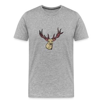 Unheimlich - Rentier - Hirsch - Hirschgeweih - Männer Premium Bio T-Shirt - Grau meliert - Vorne - Damien (186cm)