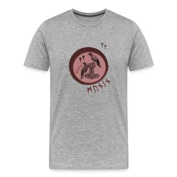 Thor Hammer Mjölnir with Odin Ravens Hugin and Munin - Men's Premium Organic T-Shirt - heather grey - Front - Damien (186cm)
