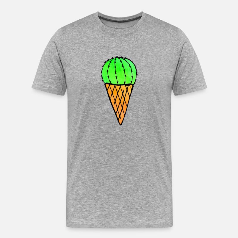 Cactus Ice Cream - Männer Premium Bio T-Shirt - Grau meliert
