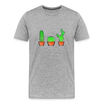 Three Types Of Cacti Watercolor Cactus - Männer Premium Bio T-Shirt - Grau meliert - Vorne - Damien (186cm)