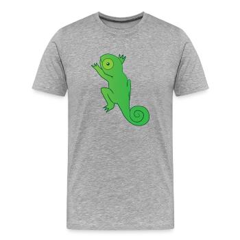Reptil - Chamäleon - Chamäleons - Geschenk - Männer Premium Bio T-Shirt - Grau meliert - Vorne - Damien (186cm)