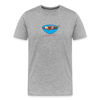 RAMEN LIFE NOODLE LIEBHABER - Männer Premium Bio T-Shirt - Grau meliert - Vorne - Damien (186cm)