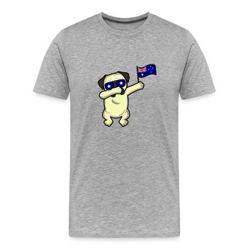 Champion du monde de Dabbing Dog Pug en Australie - T-shirt bio Premium Homme - gris chiné - Devant - Damien (186cm)