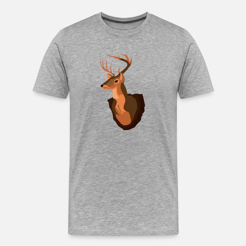 Deer Trophy 1234 844 - Männer Premium Bio T-Shirt - Grau meliert