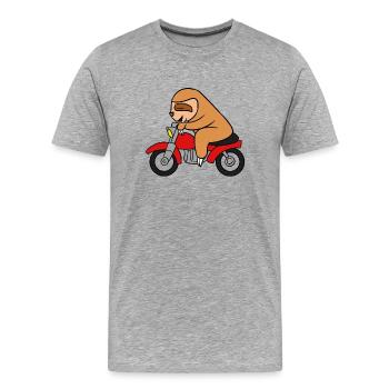 Sloth Riding Motorcycle T-Shirt Funny Animal - Men's Premium Organic T-Shirt - heather grey - Front - Damien (186cm)