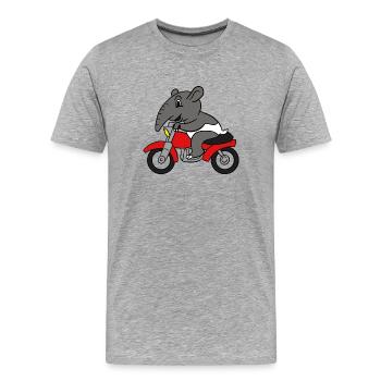 Tapir T-shirt de moto d'équitation Malayan Tapir - T-shirt bio Premium Homme - gris chiné - Devant - Damien (186cm)