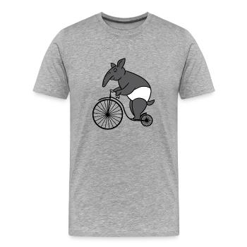 Tapir Riding Retro Vélo Grande Roue Malayan Tapir - T-shirt bio Premium Homme - gris chiné - Devant - Damien (186cm)