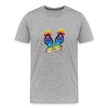 Sommer Vibes Flip Flops Brille - Männer Premium Bio T-Shirt - Grau meliert - Vorne - Damien (186cm)