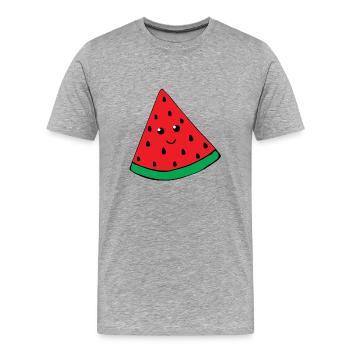 Pastèque souriante - T-shirt bio Premium Homme - gris chiné - Devant - Damien (186cm)