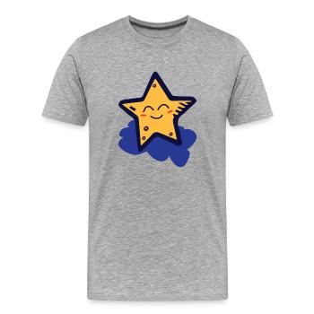 Star sur un nuage - T-shirt bio Premium Homme - gris chiné - Devant - Damien (186cm)