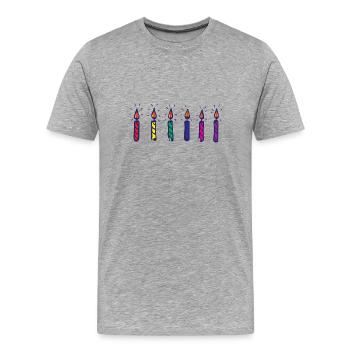 Bougies Six bougies d'anniversaire - T-shirt bio Premium Homme - gris chiné - Devant - Damien (186cm)