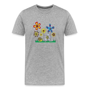 Snail on flower meadow - Men's Premium Organic T-Shirt - heather grey - Front - Damien (186cm)