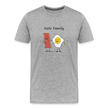 Keto Family Ketogene Ernährung Schenken Geschenk - Männer Premium Bio T-Shirt - Grau meliert - Vorne - Damien (186cm)