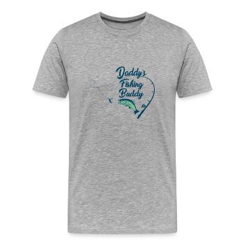Daddys Fishing Buddy-Kind Angler T-Shirt Geschenk - Männer Premium Bio T-Shirt - Grau meliert - Vorne - Damien (186cm)