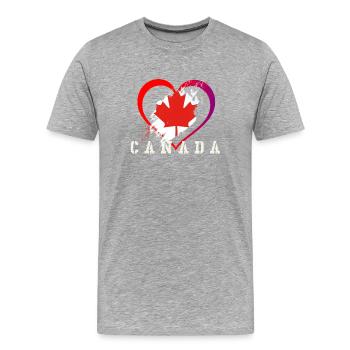 J'aime le canada - T-shirt bio Premium Homme - gris chiné - Devant - Damien (186cm)