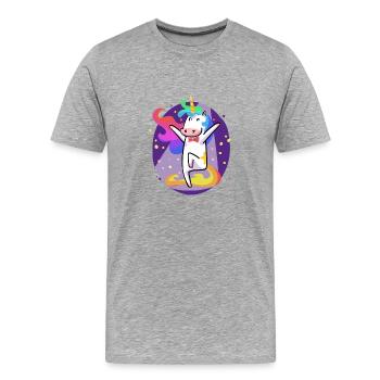 Party Licorne - T-shirt bio Premium Homme - gris chiné - Devant - Damien (186cm)