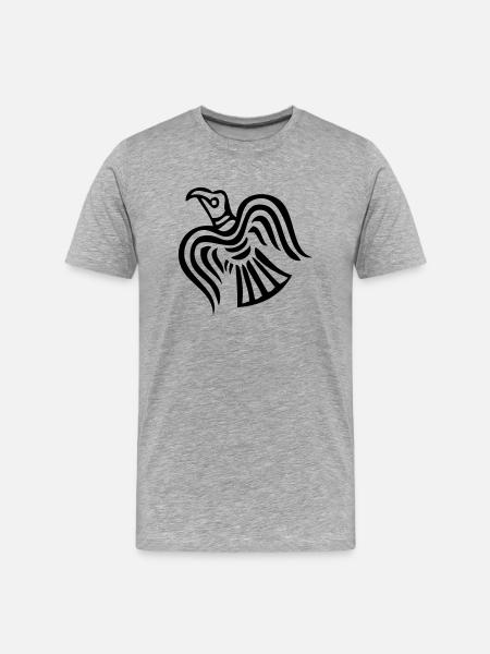 Wikinger Rabe Hugin - Männer Premium Bio T-Shirt - Grau meliert
