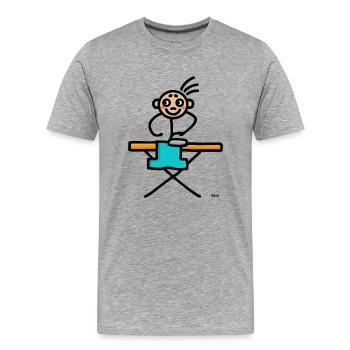 Strichmännchen bügeln - Männer Premium Bio T-Shirt - Grau meliert - Vorne - Damien (186cm)
