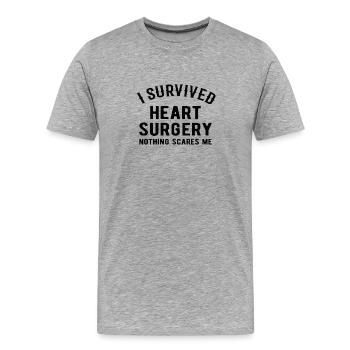 CHIRURGIE À COEUR OUVERT: J'ai survécu à une chirurgie cardiaque - T-shirt bio Premium Homme - gris chiné - Devant - Damien (186cm)