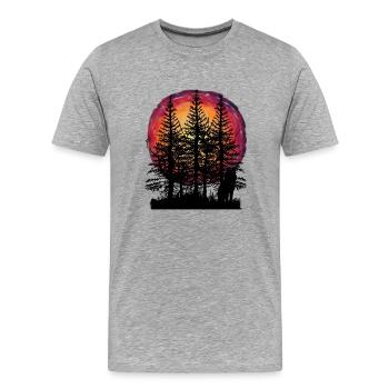 Loup de nature sauvage loups faune nature écologie soleil - T-shirt bio Premium Homme - gris chiné - Devant - Damien (186cm)