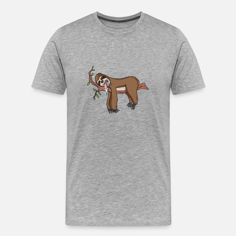 Faultier - Männer Premium Bio T-Shirt - Grau meliert