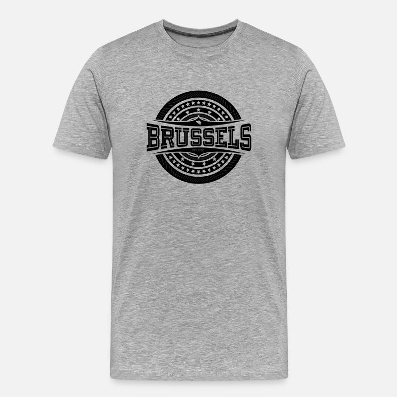 Brüssel Schwarz - Männer Premium Bio T-Shirt - Grau meliert