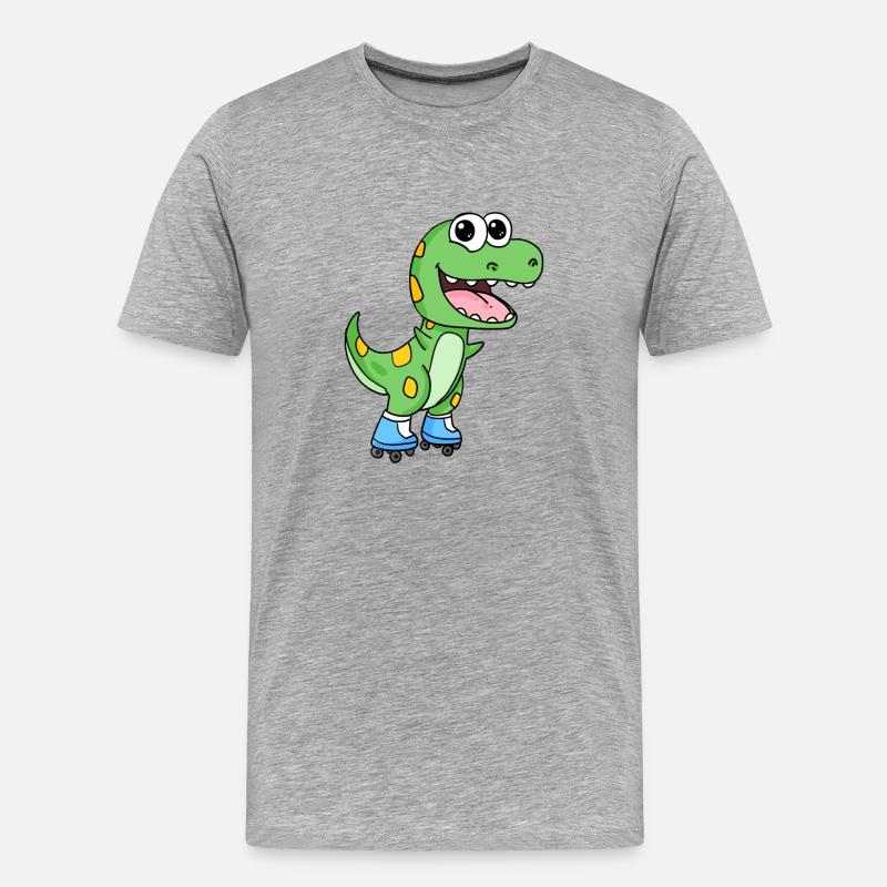 Inline Skating Rollschuhe Dinosaurier - Männer Premium Bio T-Shirt - Grau meliert