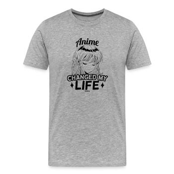 Anime Fille Manga - T-shirt bio Premium Homme - gris chiné - Devant - Damien (186cm)