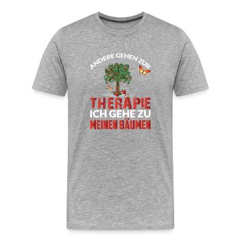 ANDERE GEHEN ZUR THERAPIE ICH ZU BÄUMEN - Männer Premium Bio T-Shirt - Grau meliert - Vorne - Damien (186cm)