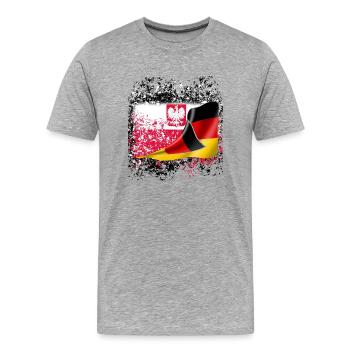deutsch polnische Freundschaft Freunde Flagge - Männer Premium Bio T-Shirt - Grau meliert - Vorne - Damien (186cm)