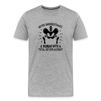 Hip Replacement Hip Surgery Post-OP poison idea - T-shirt bio Premium Homme - gris chiné - Devant - Damien (186cm)