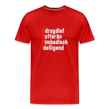 DDR Ostdeutschland witziger lustiger Ossi - Männer Premium Bio T-Shirt - Rot - Vorne - Damien (186cm)
