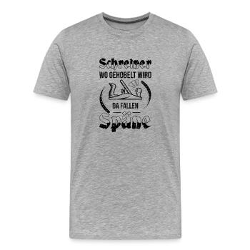 Schreiner Herren TShirt Wo gehobelt wird - Männer Premium Bio T-Shirt - Grau meliert - Vorne - Damien (186cm)