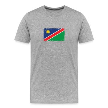 Drapeau de battements de cœur de la Namibie Vintage Namibie - T-shirt bio Premium Homme - gris chiné - Devant - Damien (186cm)