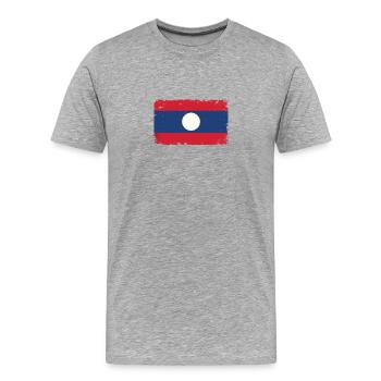 Laos Heartbeat Flag Vintage Laos - T-shirt bio Premium Homme - gris chiné - Devant - Damien (186cm)