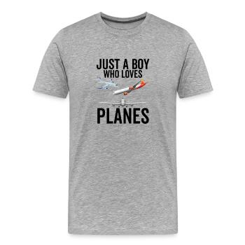 Juste un garçon qui aime les avions - T-shirt bio Premium Homme - gris chiné - Devant - Damien (186cm)