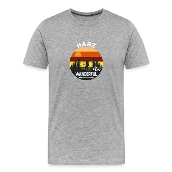 Harz Wandern Wanderung Wanderful Vintage - Männer Premium Bio T-Shirt - Grau meliert - Vorne - Damien (186cm)