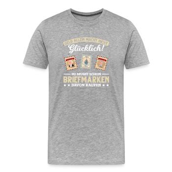Briefmarken lustiger Spruch Briefmarken Sammler Po - Männer Premium Bio T-Shirt - Grau meliert - Vorne - Damien (186cm)