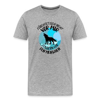Wolf Wölfe Wolfsrudel - Männer Premium Bio T-Shirt - Grau meliert - Vorne - Damien (186cm)