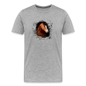 Haflinger, Pferd,Pony, Braun,beige, graffiti,braun - Männer Premium Bio T-Shirt - Grau meliert - Vorne - Damien (186cm)